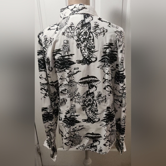 Finley Geisha print button-down size large - Picture 2 of 9
